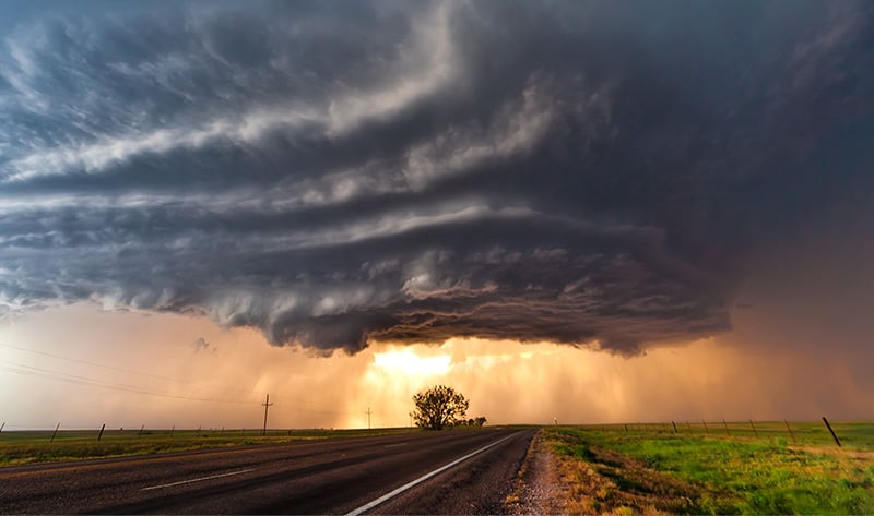  Thunderstorm over road in the Great Plains